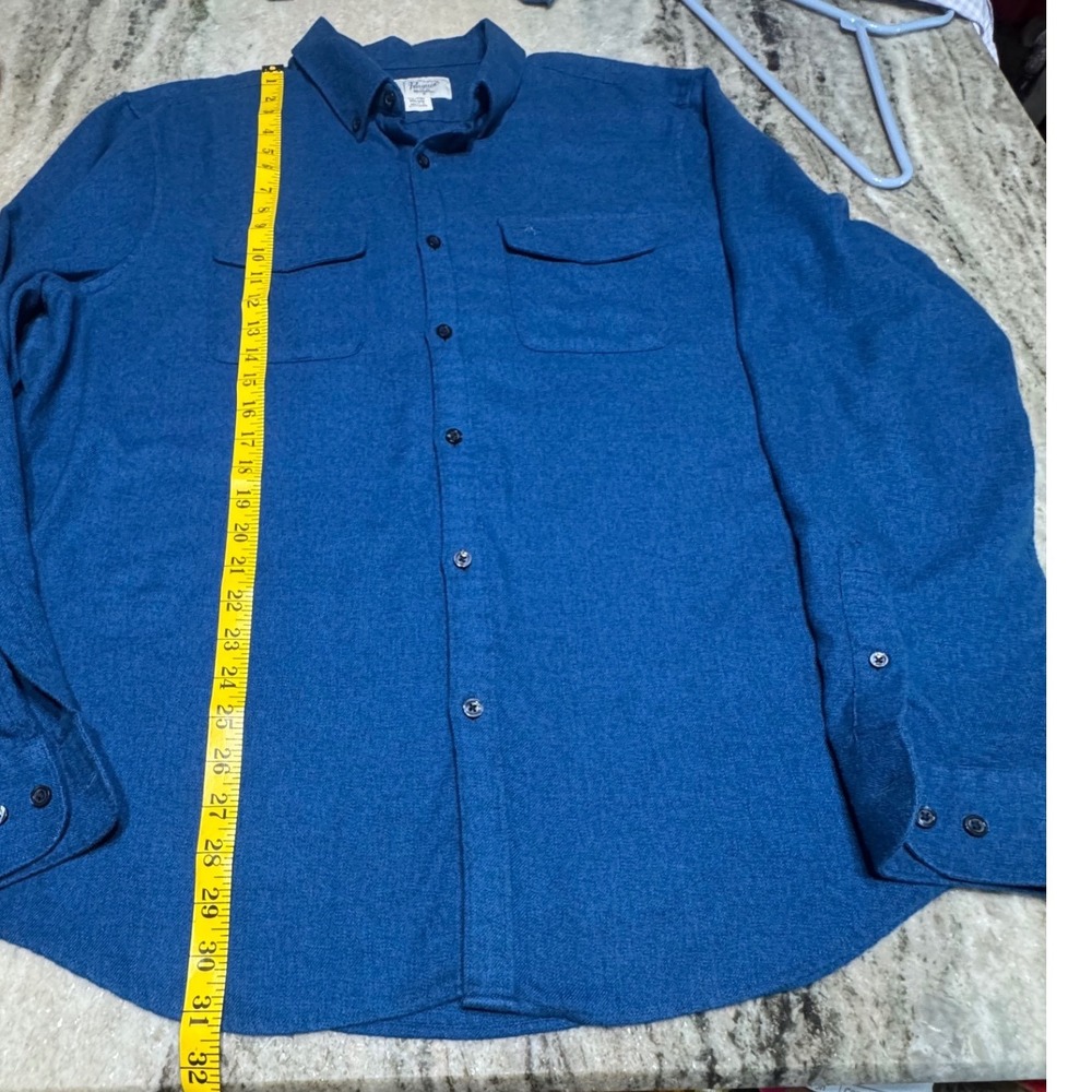 Original Penguin Button Down Shirt Mens XXL Blue Flannel Cotton Blend Grandpa - Picture 2 of 8